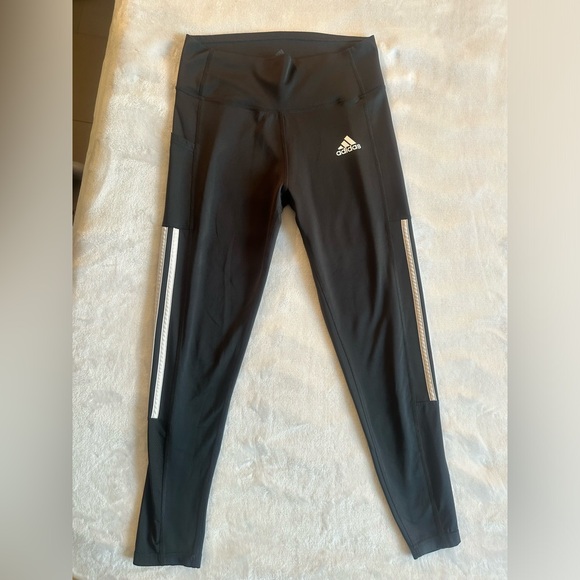 NWOT Adidas AeroReady women’s medium 3 stripe black leggings. - Picture 1 of 9